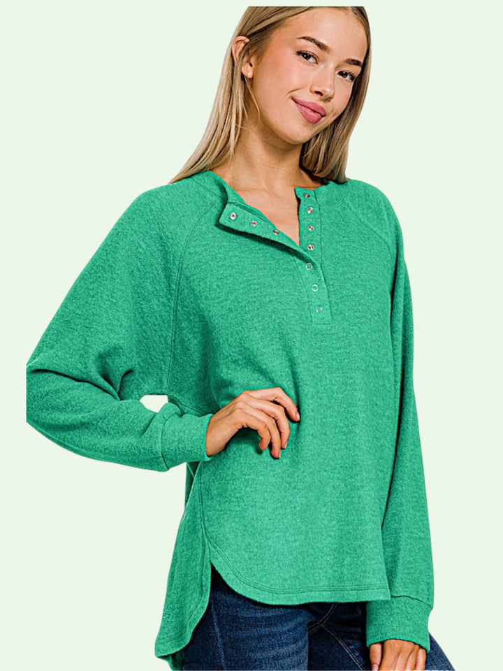 Brushed Hacci Henley Sweater