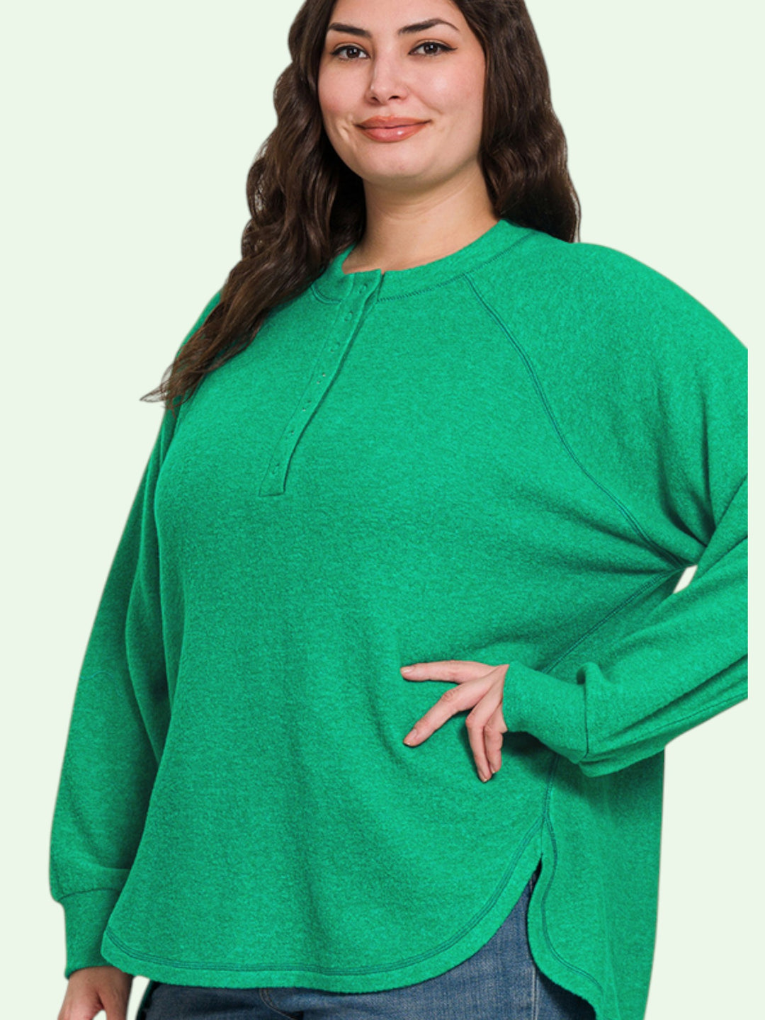 Brushed Hacci Henley Sweater