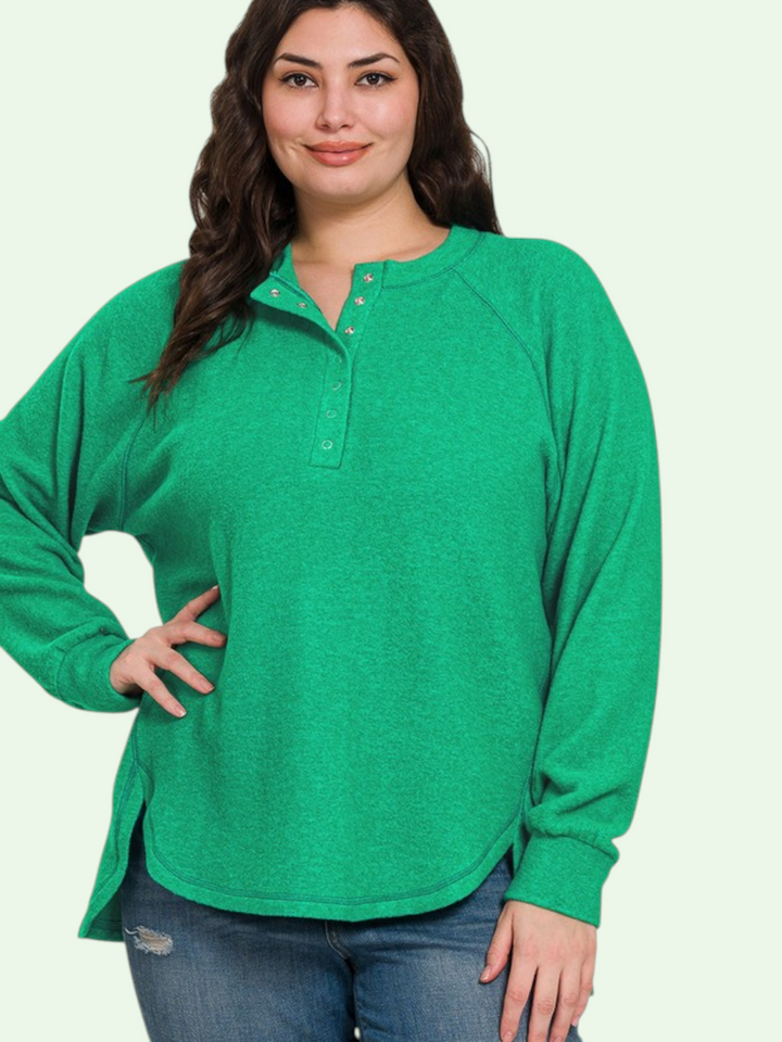 Brushed Hacci Henley Sweater