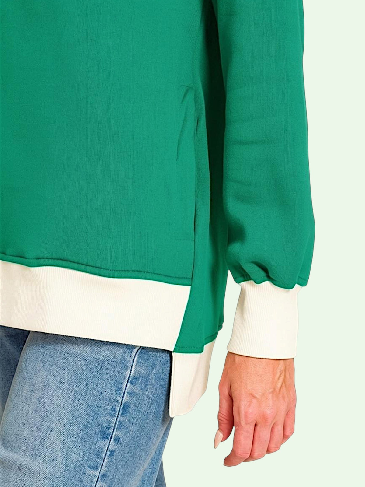 Contrast Trim Hi-Lo Sweatshirt