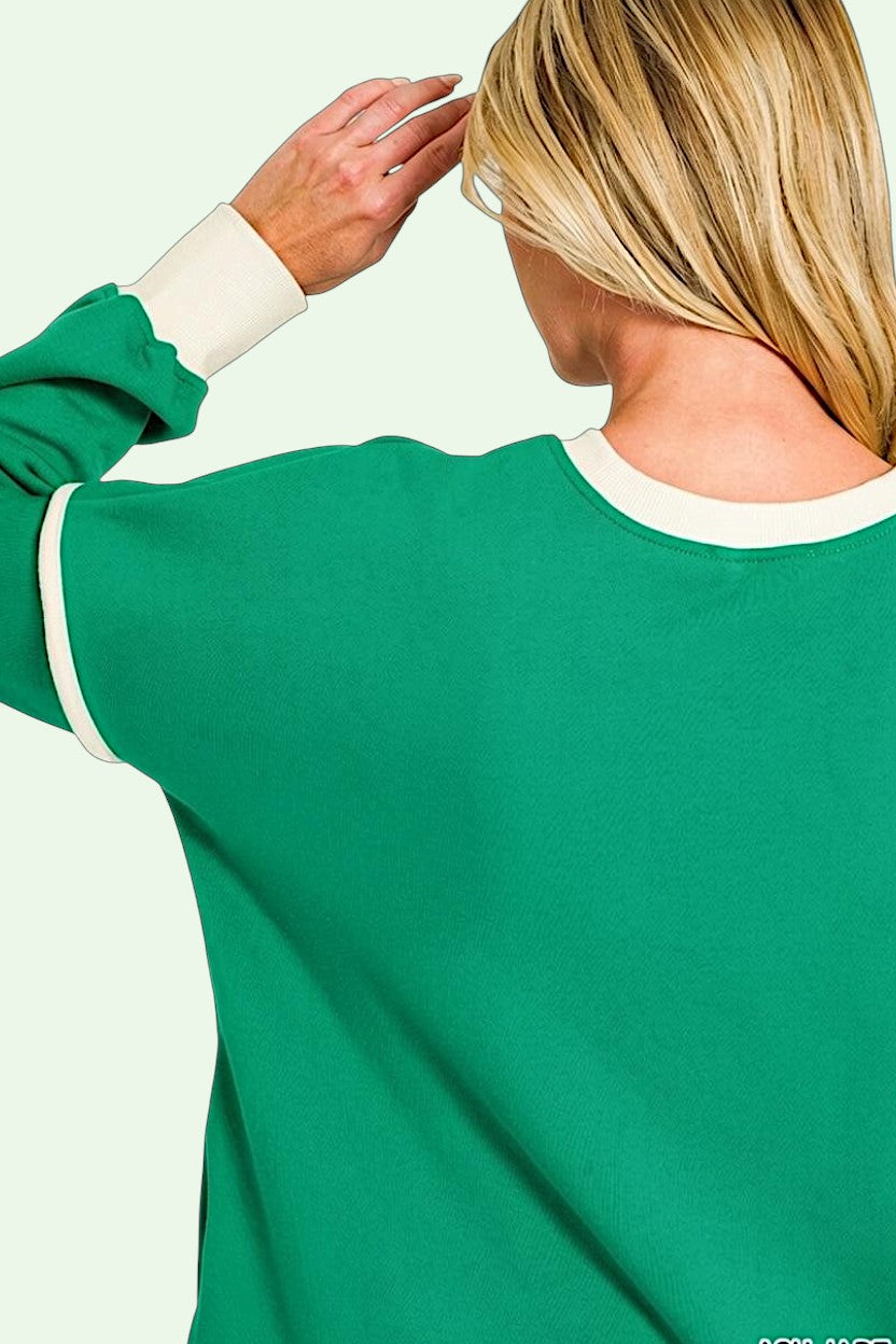 Contrast Trim Hi-Lo Sweatshirt
