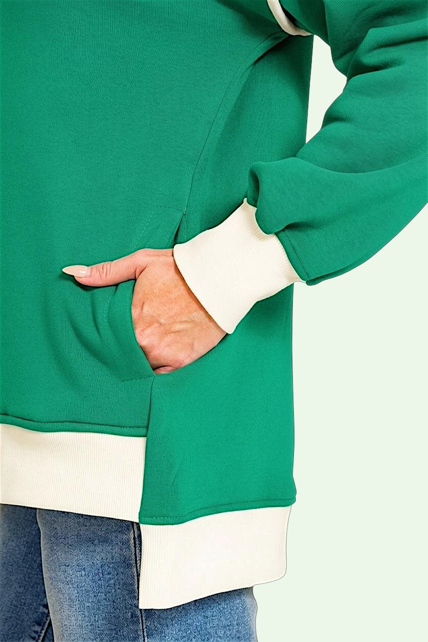 Contrast Trim Hi-Lo Sweatshirt