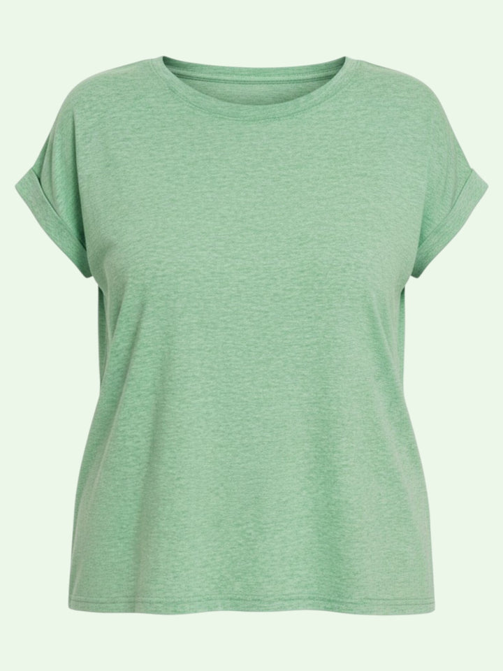 Green t-shirt on a light green background