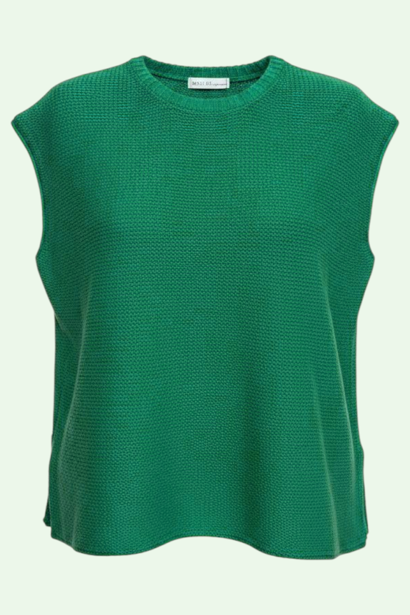 Green sleeveless top on a white background