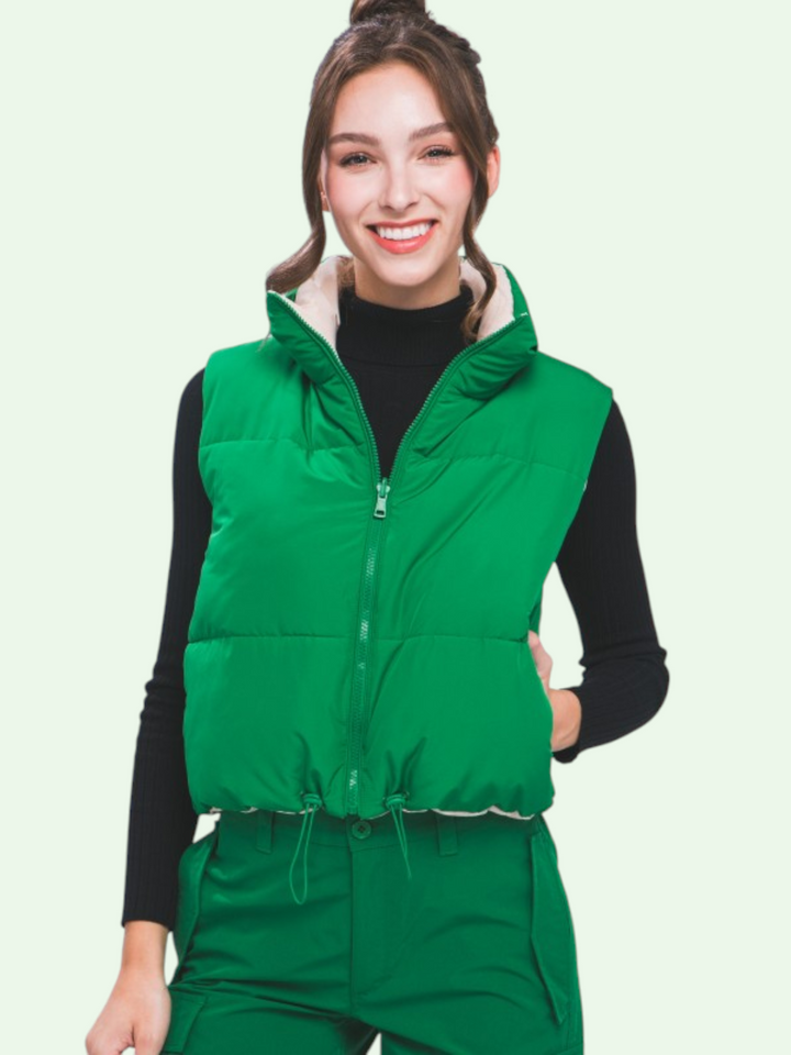 Woven Reversible Puffer Vest