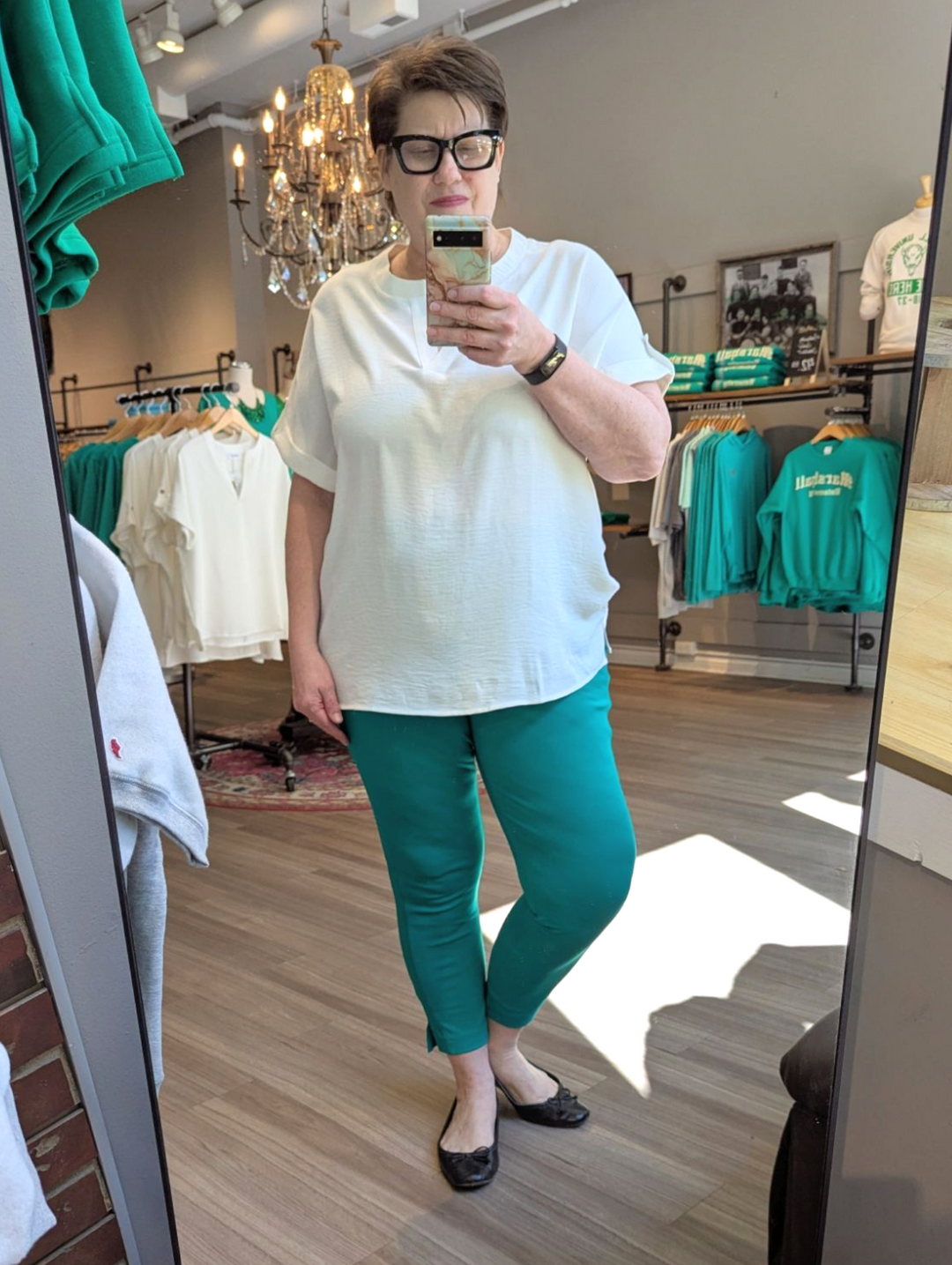 a live shot of sara in the magic capris 