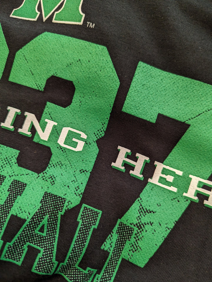 a detail shot of the screenprinting on the 1837 tee shirt