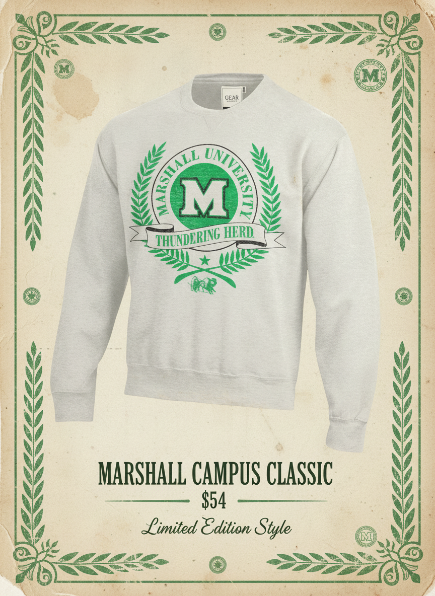 Marshall Campus Classic Sweatshirt Vintage Promo No Model