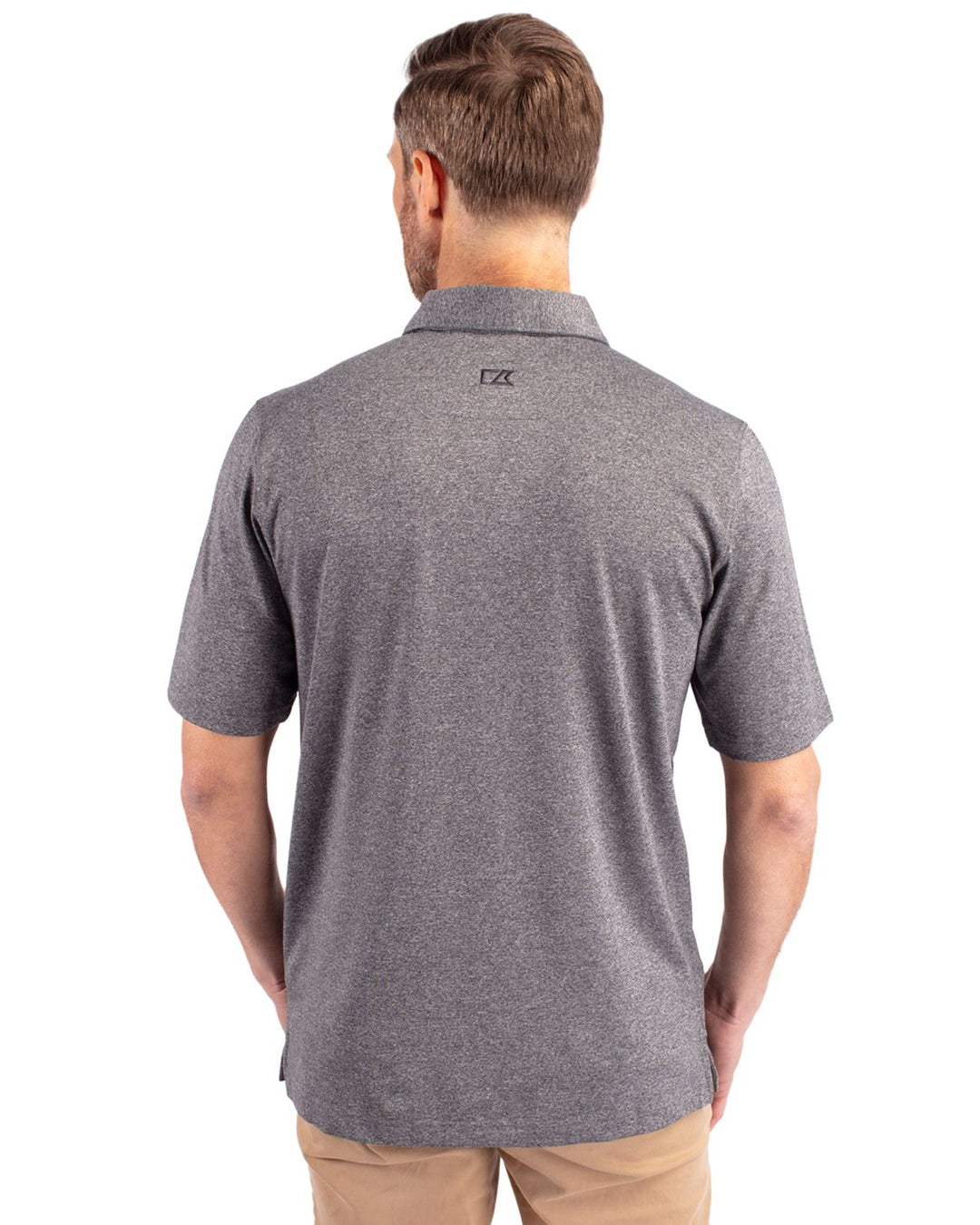 marshall heather stretch polo from the back on a model