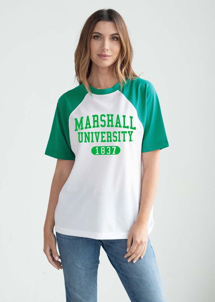 model shot of the marshall throwback tee