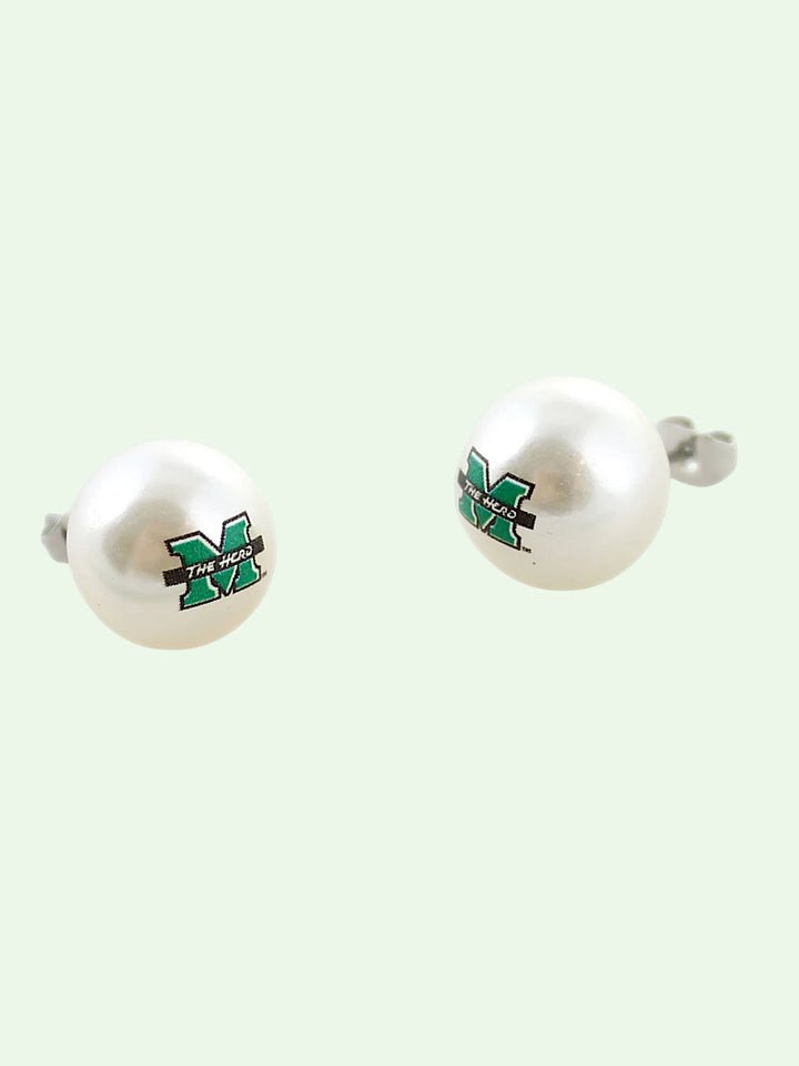 Marshall Logo Pearl Stud Earrings