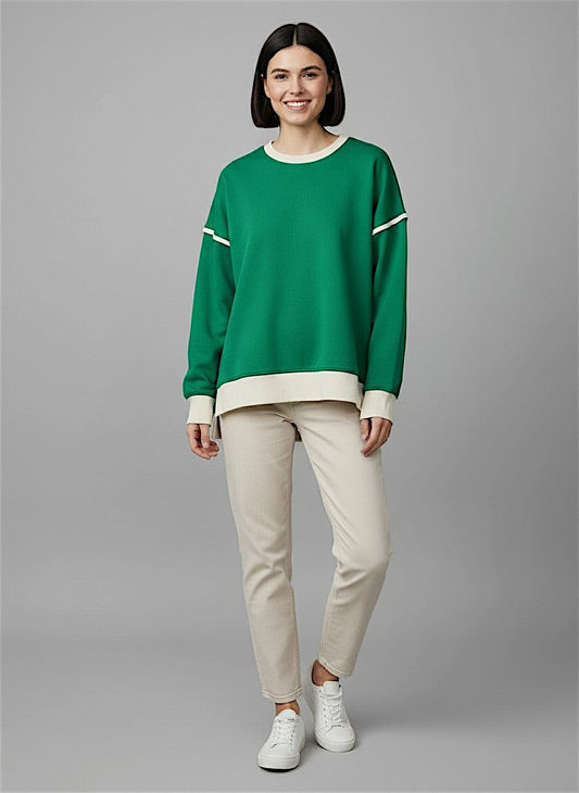 Contrast Trim Hi-Lo Sweatshirt
