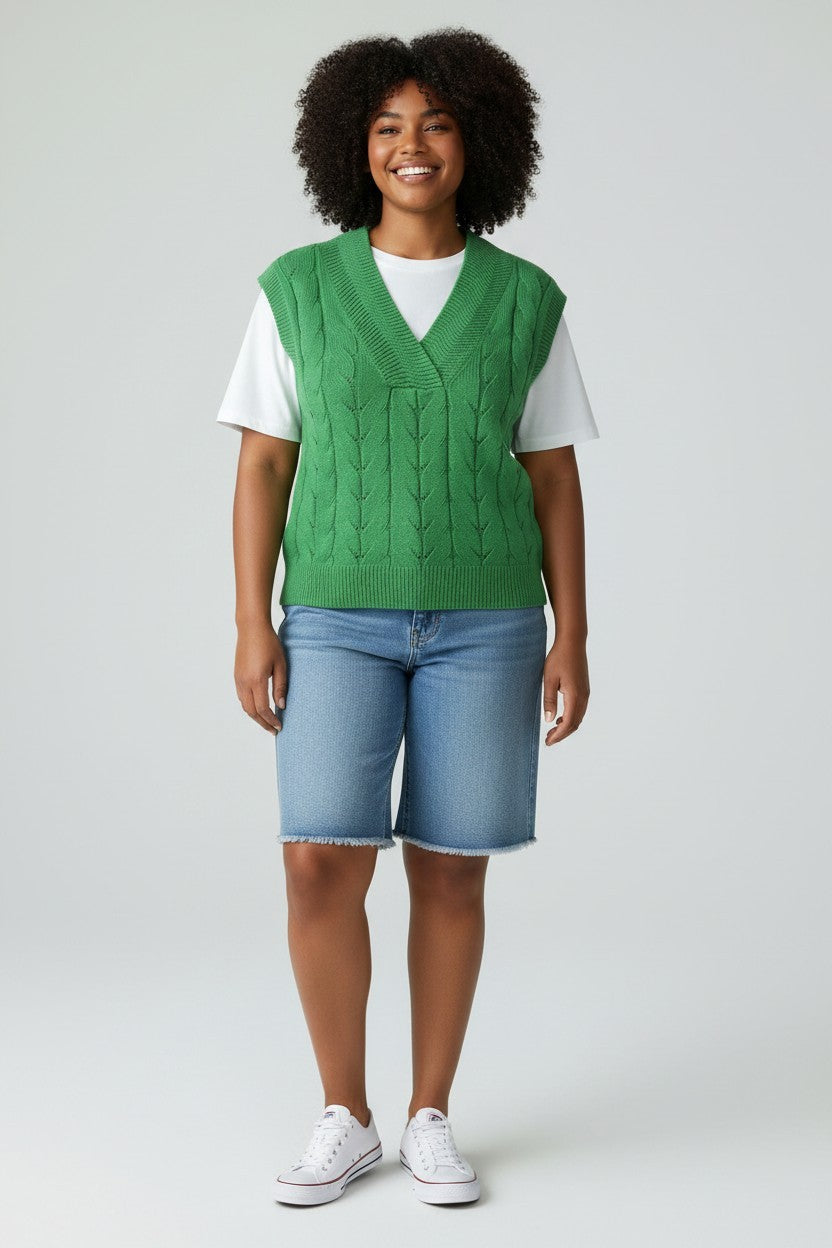 Women's Cable Knit Oversize Sweater Vest