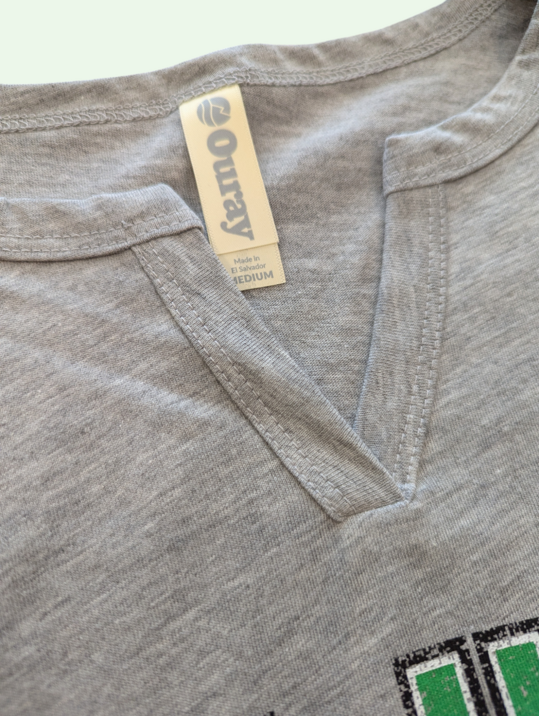 detail of the neck on the notch tee