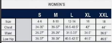 the ouray tee size chart