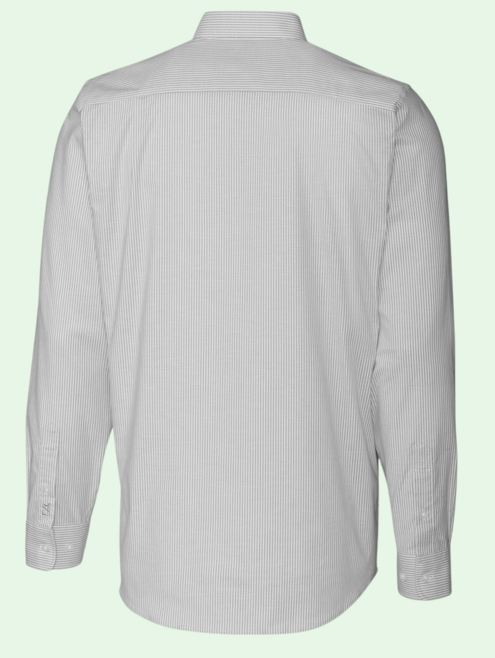 a studio shot of the oxford stripe shirt back