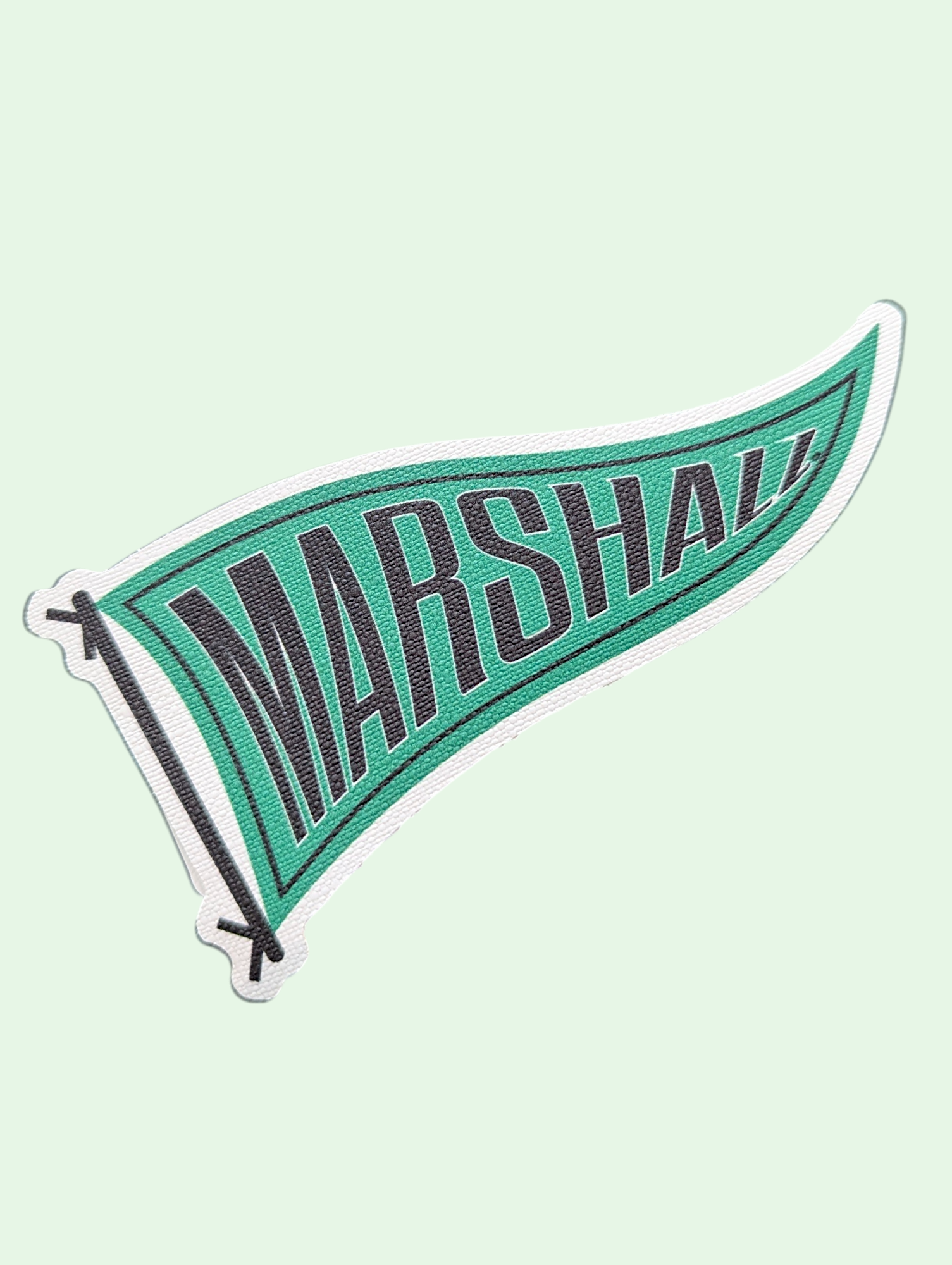 Green and black 'Marshall' logo on a light green background