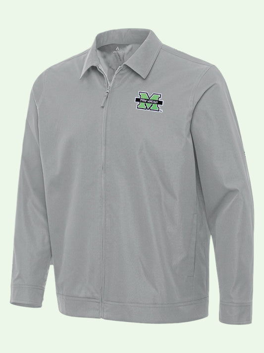 Gray jacket with a logo on a light gray background