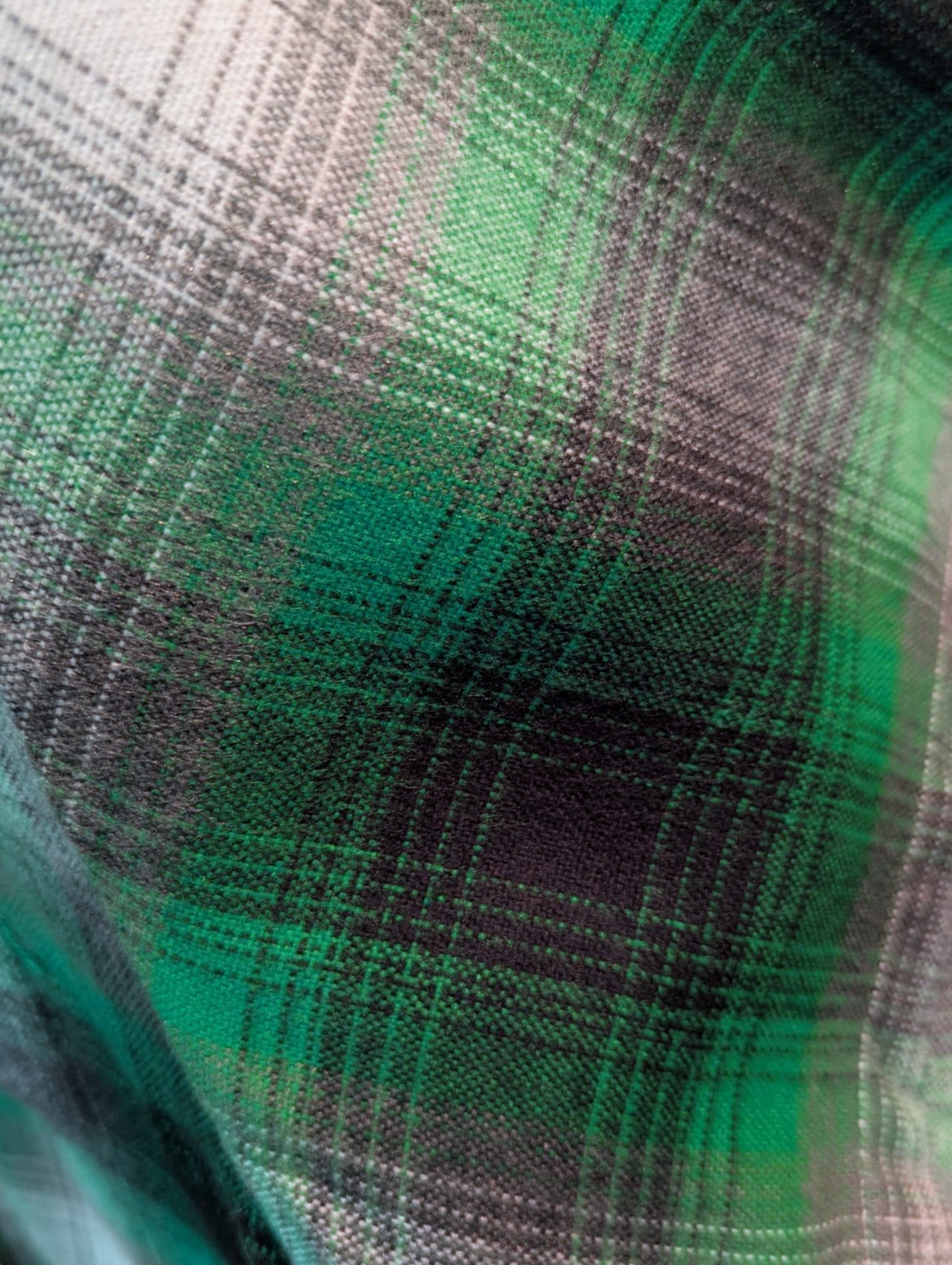 close up of the print and color of the plaid dad shirt