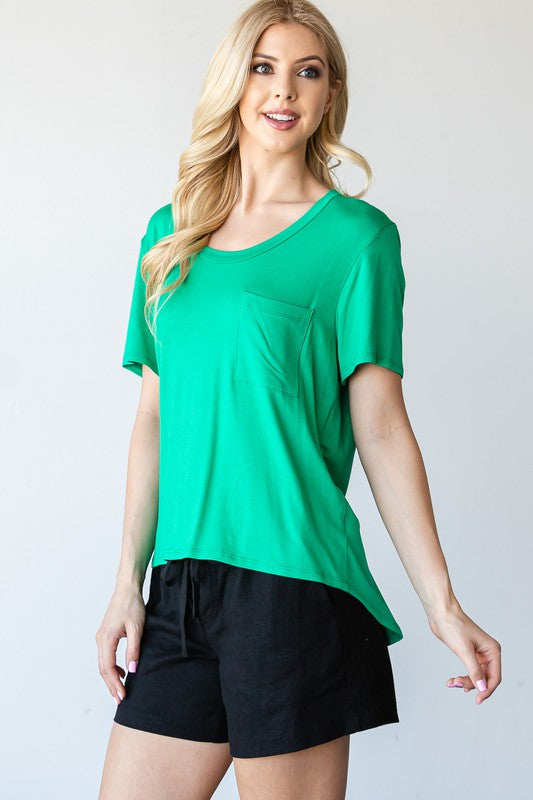 Scoop Neckline Pocket Tee