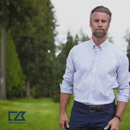 video shows a real life applicationi of the button down shirt 