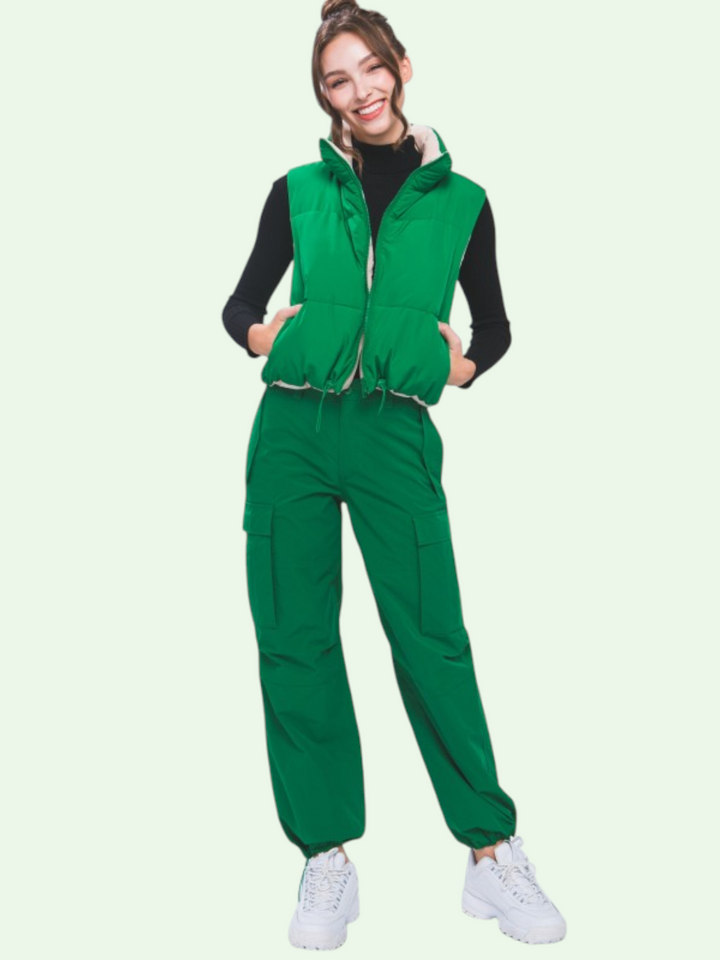 Woven Reversible Puffer Vest