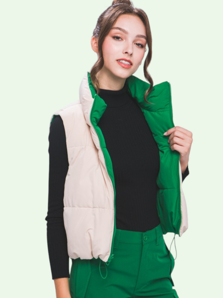 Woven Reversible Puffer Vest