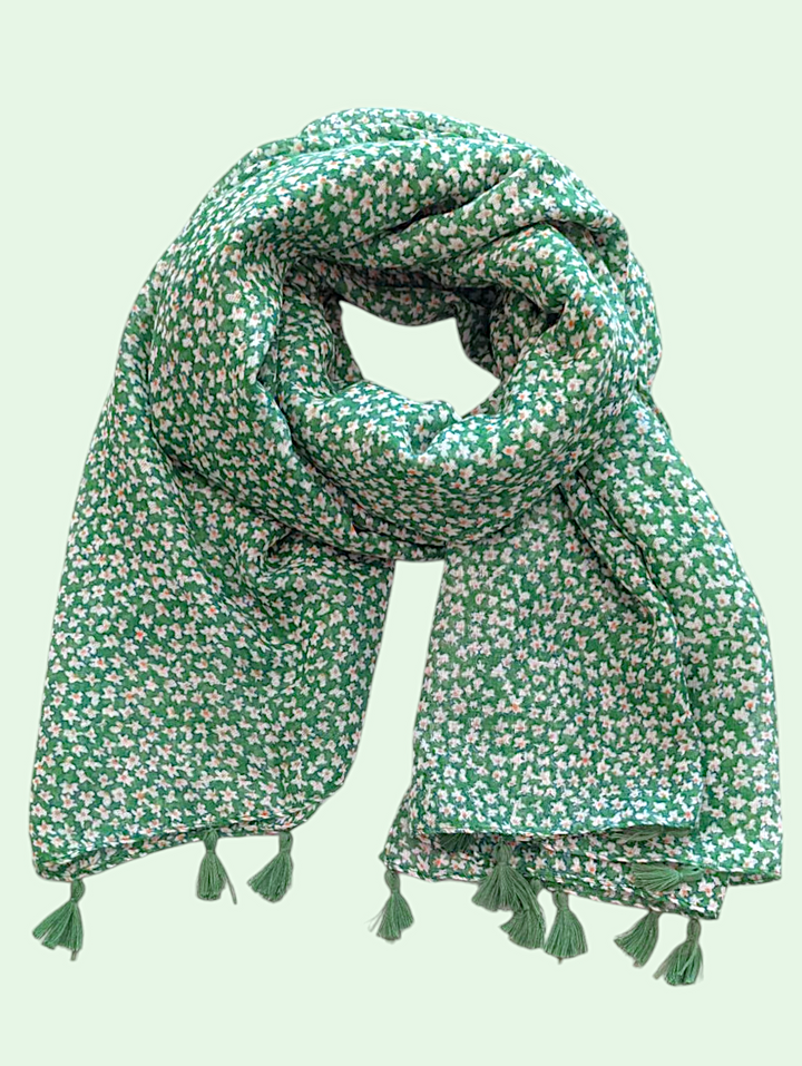 Lilian Floral Daisy Tassel Scarf