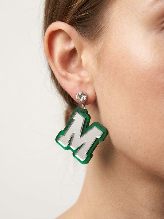 Initial M Double Earrings