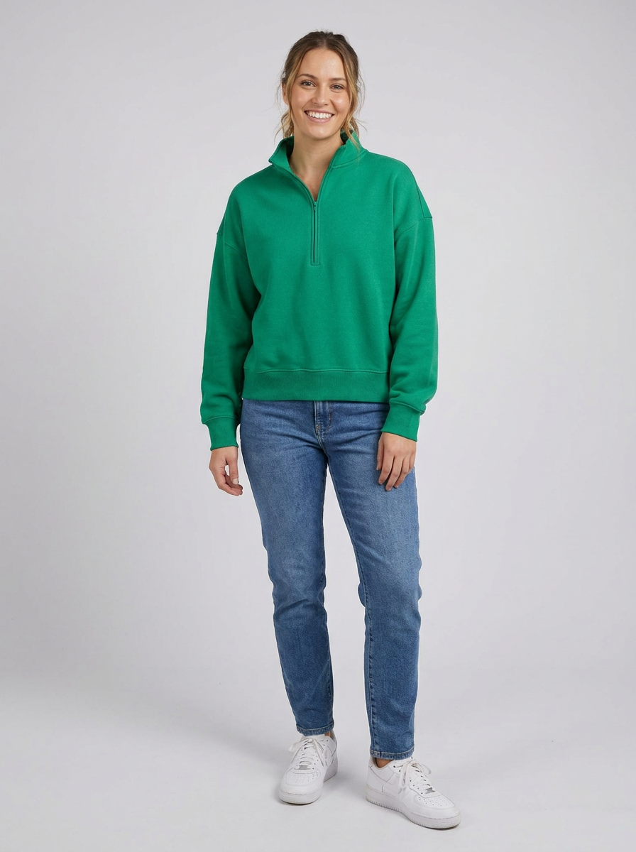 High Neck Fleece Half Zip Sweatshirt