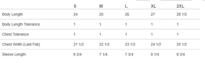measurements for the summer jersey