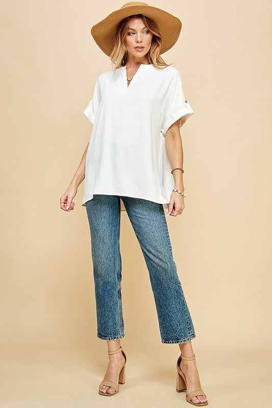 Tab Sleeve Top