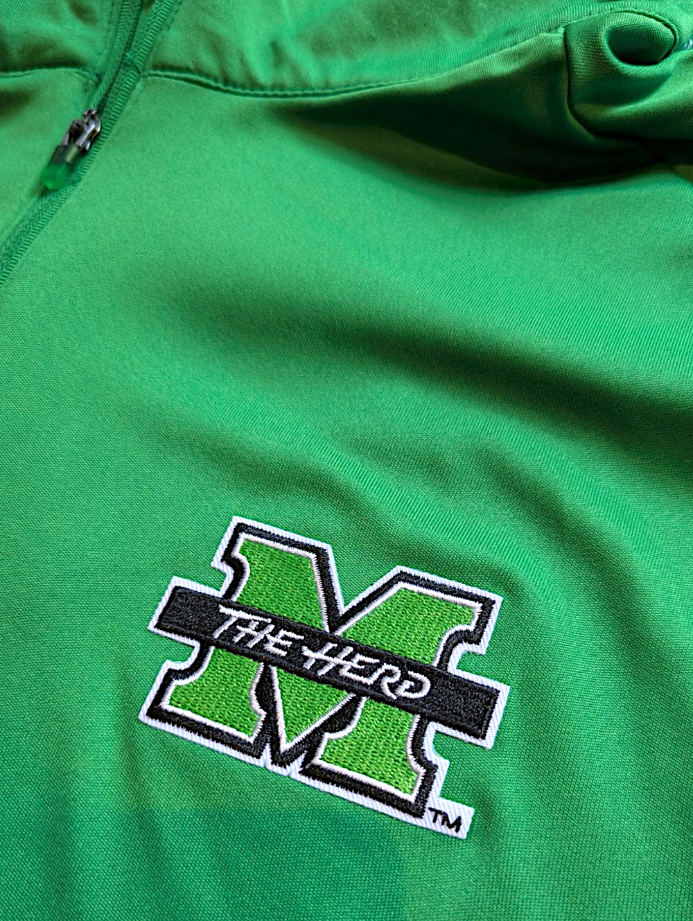 a detail shot of the marshall herd logo