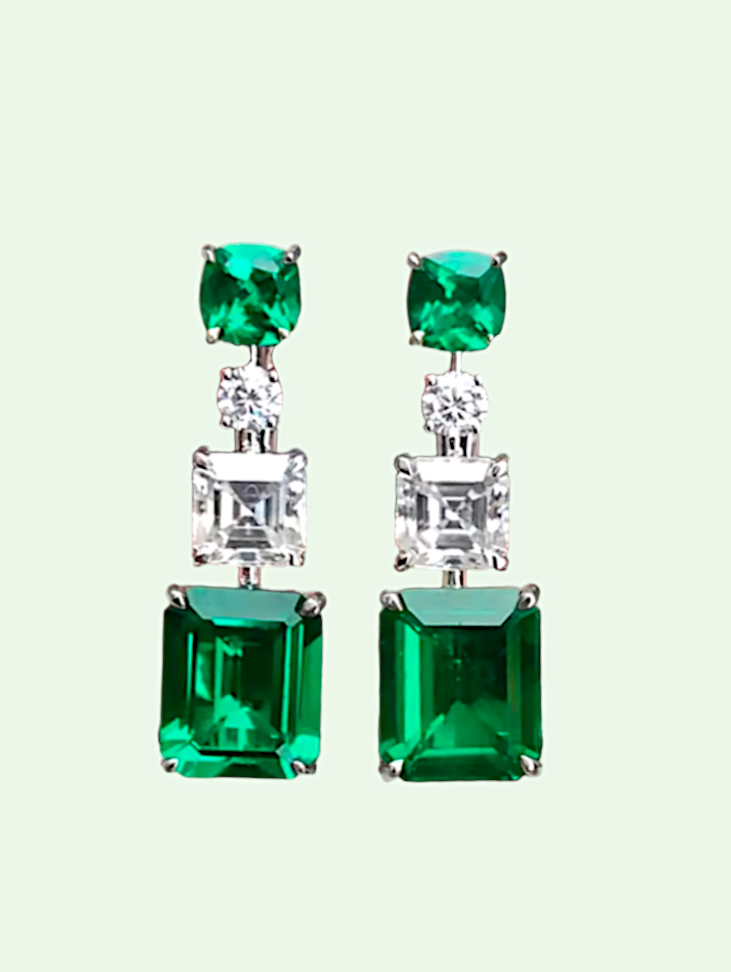 studio shot of the triple drop earrings