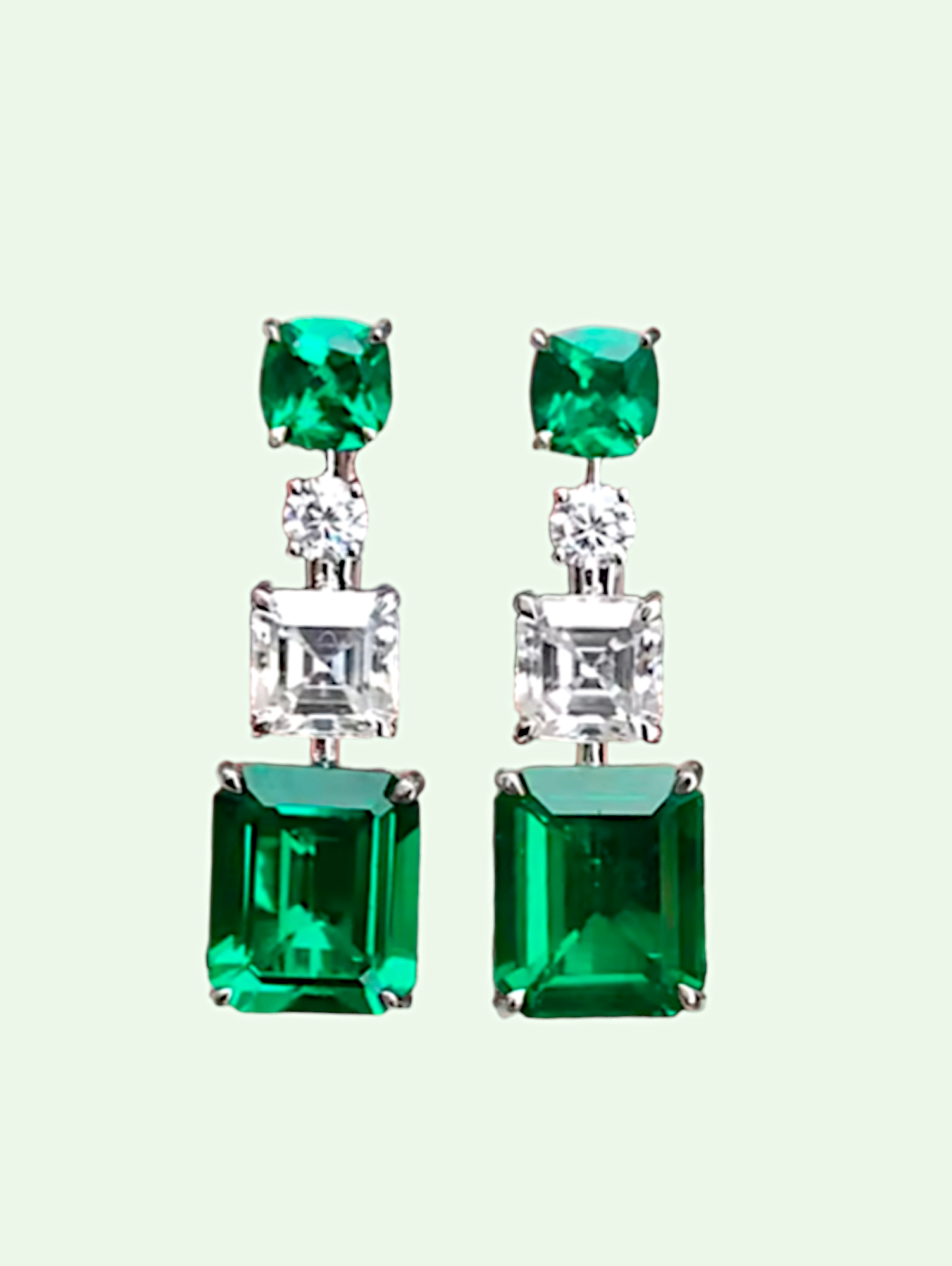 studio shot of the triple drop earrings