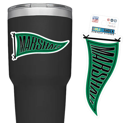 Black tumbler with 'Marshall' logo and Color Shock sticker on a white background