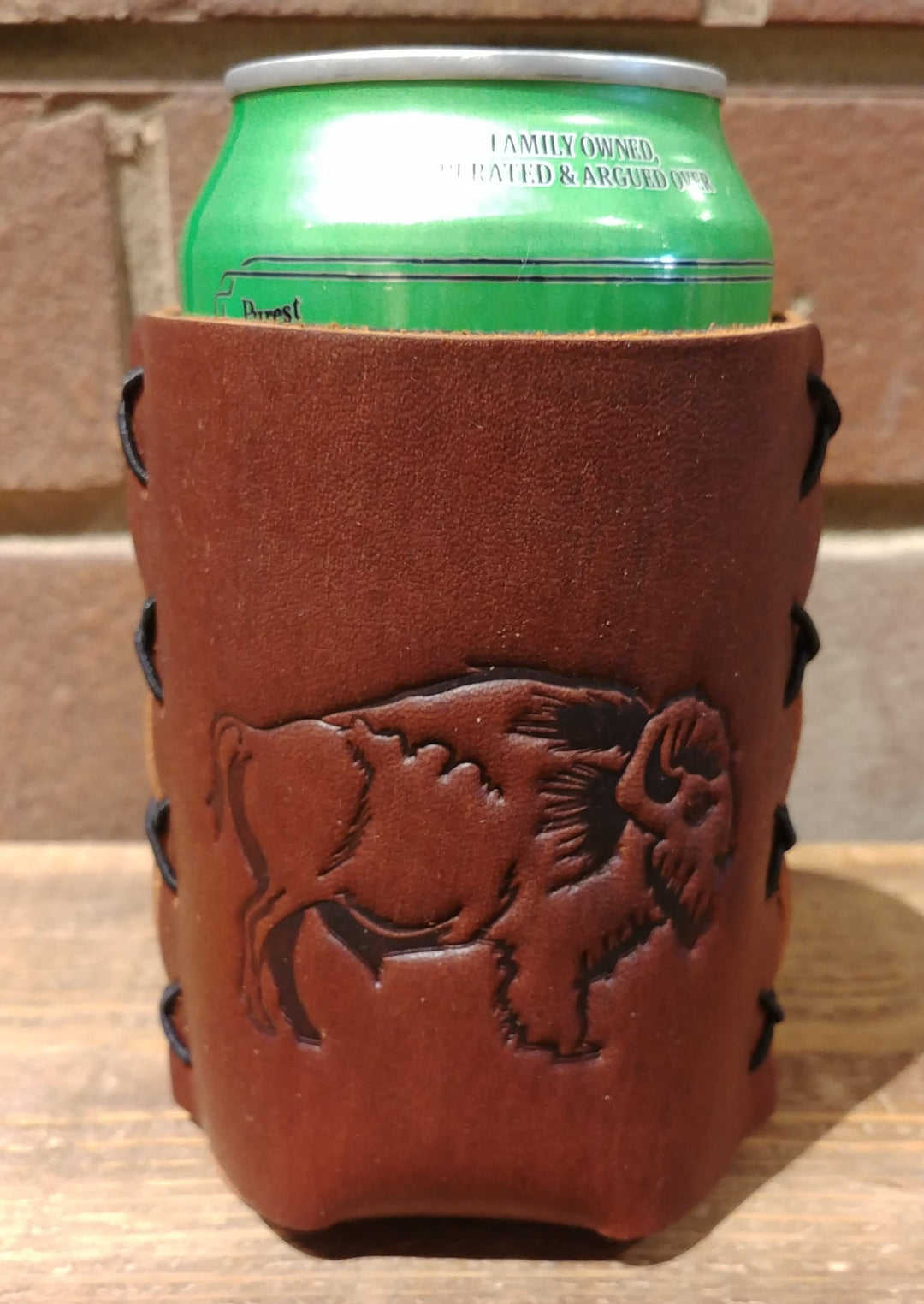 Buffalo Bison Leather Can Cooler Koozie