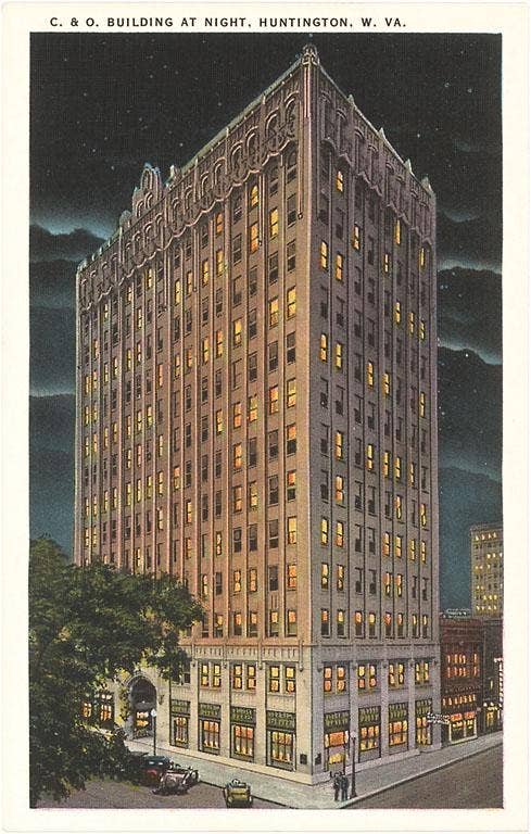 C & O Building by Night, Huntington, WV Magnet