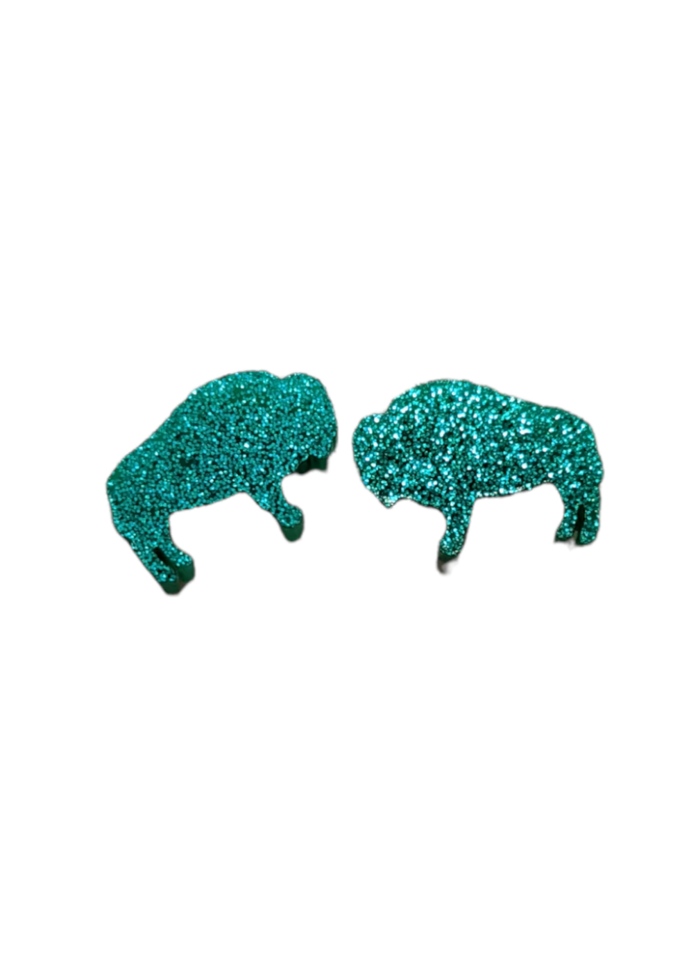 Green Glitter Buffalo Stud Earrings