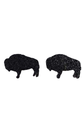 Black Glitter Buffalo Studs