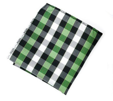 Black & Green Plaid Silk Pocket Square