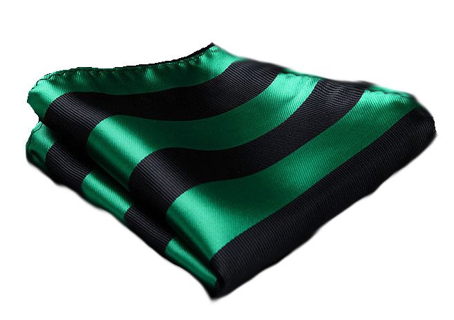 Green and Black Rep Stripe Pocket Square